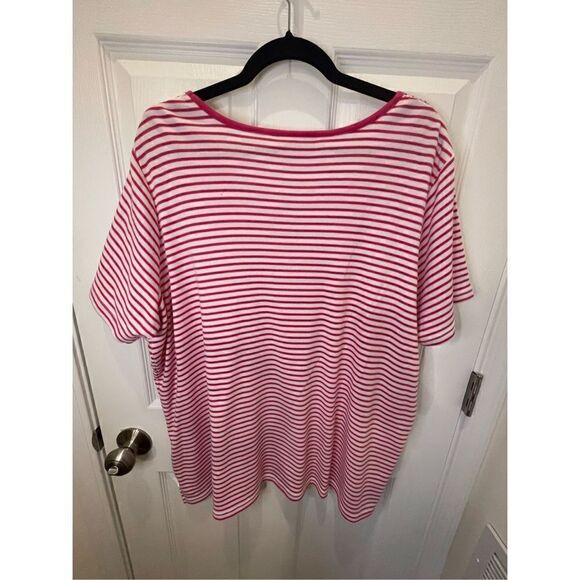 The Quacker Factory women’s sequined tshirt pink white striped 3X - Picture 2 of 6
